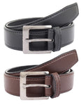 Zacharias MenS Artificial Leather Combo Pack Of 2 Belt Alb03 (Black & Brown) (Free Size)