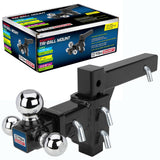 TowSmart Adjustable Tri-Ball Mount Hitch, 6,000-10,000 lbs Capacity, 2'' Receiver, 11.5'' Height Adjustment, Corrosion-Resistant