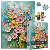 Flower Puzzles for Adults 1000 Pieces, Spring Plant Floral Jigsaw Puzzle, Butterfly Garden Wildflower Art Puzzle Painting