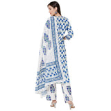 Anni Designer Women'S Rayon Cotton Printed Kurta With Palazzo And Dupatta (Jaipuri Blue_Styl_Xxl_Blue_Xx-Large),Blue,2XL,,,