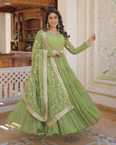 Wedani Georgette Embroidered Work Anarkali Kurta Set For Womens (In Alpha M Regular Green),GREEN,M,Georgette,Anarkali,