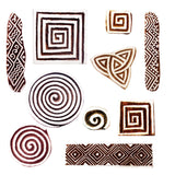 Royal Kraft Wooden Stamps for Block Printing on Saree Border, Textile, Clay, Pottery, Tattoo (Set of 10) MXtag0011