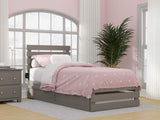 AFI Oxford Twin XL Size Platform Bed with Footboard & Twin XL Trundle in Grey