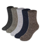 Mens Warm Wool Socks Thick Winter Thermal Stripe Wool Crew Socks5 Pairs