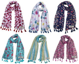 Fusfus WomenS Printed Chiffon Scarves And Stoles, Free Size(Multicolour, Fs2062) Pack Of 6 (Multicolor2)