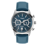 Timex Analog Watch For Man With Blue Round Dial & Blue Leather Strap Band Water Resistant Men'S Wrist Watches - Tweg17608