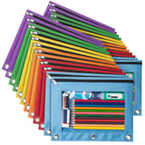 Forvencer 24 Pack Pencil Pouches for 3 Ring Binder, Smooth Zipper 3 Ring Binder Pencil Pouch, Multi-Color Pencil Case for Binder