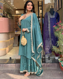 Wedani Silk Embroidered Kurta Set With Duptta For Women Green,GREEN,S,,,