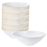 PLASTICPRO [16 OZ 40 Count] White Plastic Floral Design Party Soup bowls With Gold Rim Premium heavyweight Elegant Disposable Ta