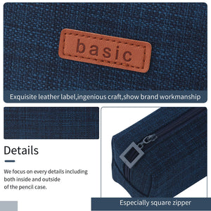 Angoobaby Small Pencil Case Student Pencil Pouch Coin Pouch Cosmetic Bag Office Stationery Organizer For Teen School-Dark Blue