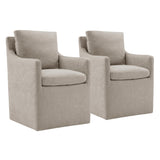 KISLOT Upholstered Dining Chairs with Casters No Assembly Modern Accent Armchair with Rollers for Diningroom Bedroom Livingroom 