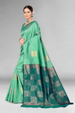 Leriya Fashion Womens Assam Kanchipuram Pure Banarasi Art Silk Saree With Unstitched Blouse Piece (Light Green)