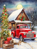mrpwnle Diamond Painting Kits for Adults-Christmas Truck Diamond Art Kit for Adults Beginners 5D Diamond Painting Red Truck DIY 