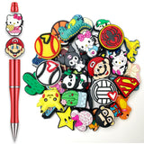 Garetheora 35Pcs Random Cartoon Focal Beads for Pens, Cute Silicone Focal Beads for Making DIY Bead Pens Keychain Jewelry
