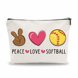Peace Love Softball Makeup Bag For Women, Softball Themed Cosmetic Bag For Girl,Gifts For Softball Coach And Softball Player,Tra