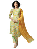 Libas Womens Printed Cotton Straight Kurta With Palazzos And Dupatta