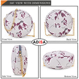 Adisa Women Girls Floral Print Round Sling Bag (Grey-Burgundy),Grey-Burgundy,,B0CW9MJHM9