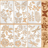 Lewtemi 6 Pcs Mixed Metal Stencil Wood Stencil Templates Stencils for Journaling Burning Stencils for Wood Carving Drawing Engra