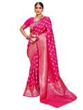 Leriya Fashion Womens Pure Jacquard Banarasi Kanjivarm Cotton Silk Saree with Blouse Piece | Saree (Pink)