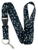 Limeloot Black White Music Lanyard for Keys, ID Badges, and Accessories - Neck lanyard with Quick Release Buckle and Flat Ring