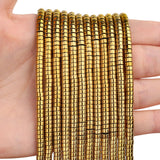 BONNY BOXX 150PCs Natural Gold Hematite Spacer Beads, Loose Semi Precious Flat Round Gemstone Heishi Disc Stone Beads for Beadin
