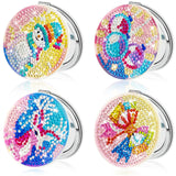 FILASLFT Diamond Painting Mirror,4 pcs Diamond Art Mirror,DIY Diamond Painting Compact Mirror,Portable Magnifying Folding Purse 