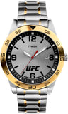 Timex UFC Mens Legend 42mm Watch - Two-Tone Strap Silver-Tone Dial Silver-Tone Case