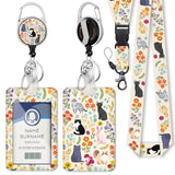 Gctriki Flower Cats Lanyards for ID Badges, Cute id Holder with Lanyard, Retractable Badge Reel Clip Keychain Name Tag Card Prot