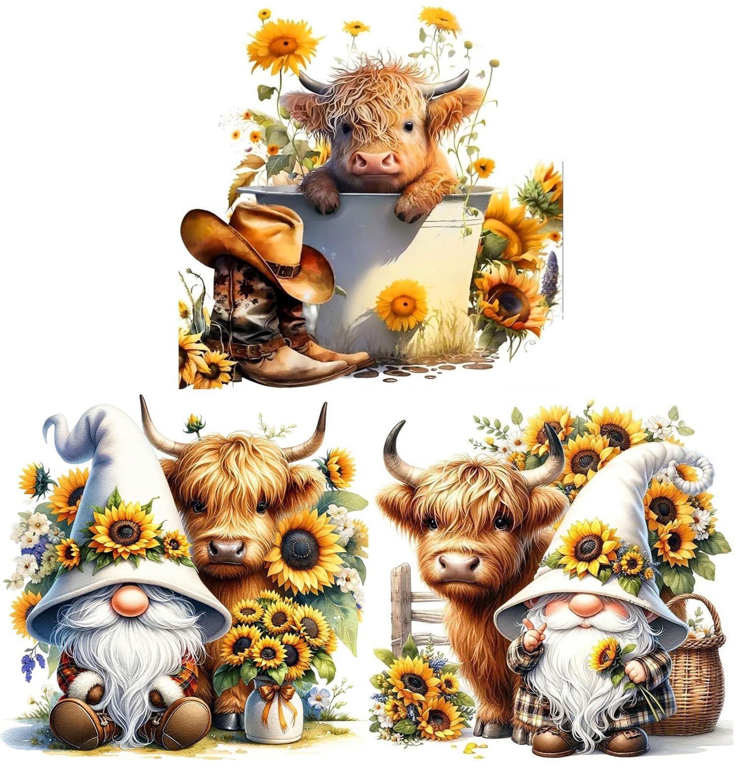 AIBOERL 3 Pack Cow Diamond Art Kits for Adults,Cow Diamond Painting Kits for Beginner, DIY Round 5D Full Drill Diamond Dots Craf