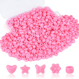 XIANNVXI Pink Shaped Pony Beads 500pcs Star Butterfly Heart Flower Pink Bead for Jewelry Making Necklace Friendship Bracelets Cr
