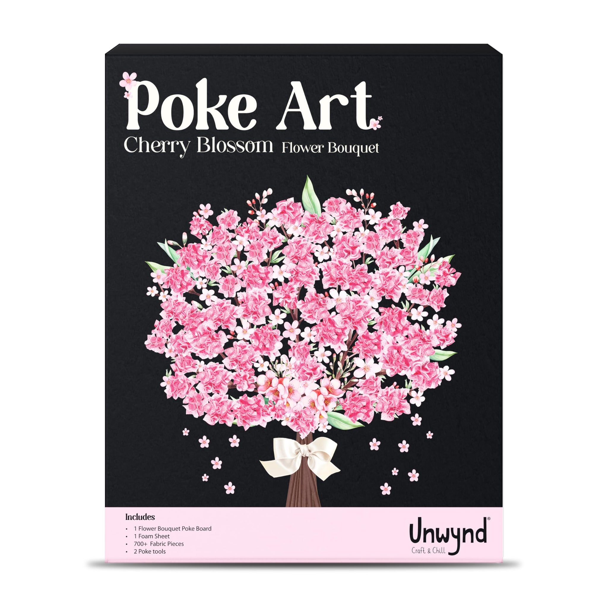 Poke Art Cherry Blossom Flower Bouquet, Mess-Free Sewing Fabric Arts & Crafts for Adults, Needlepoint Teen Craft Kit, Gifts for 
