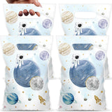 Blosssound 100 Pcs First Trip Around The Sun Space Party Treat Bags Plastic Outer Space Theme Gift Bags with Handles Solar Syste