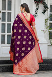 Leriya Fashion Womens Trendy Kanjivaram Soft Lichi Silk Saree With Blouse Piece (Purple)