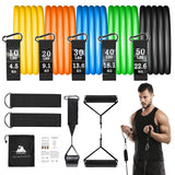 Resistance Bands Set (12pcs), Workout Bands with Handles, Door Anchor, Ankle Straps and Carry Bag, Exercise Bands for Shape Body