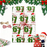 67 Christmas Gift Wrapr, Kids Funny Six Seven Wrapping Paper, Unique Gen a Meme Holiday Gift Wrap Paper Roll, 6 7 Teen Santa The