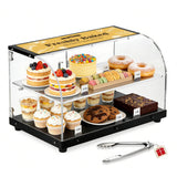 WantJoin Pastry Display Case, 22-inch 2-Tier Countertop Display Case with Magnetic Doors & 3 Trays, Acrylic Commercial Food Disp