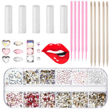Sosation 377 Pcs 4 Shapes Tooth Gem Kit Jewelry DIY Crystal Tooth Gems Professional Fashionable Artificial Crystal Reflective Or