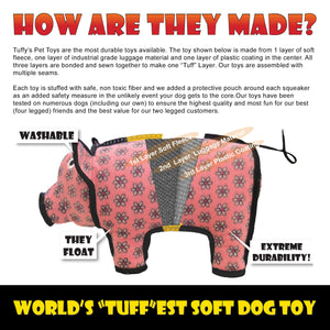 TUFFY - World's Tuffest Soft Dog Toy - MEGA Ring Brick- Squeakers -Multiple Layers. Made Durable, Strong & Tough. Interactive Pl