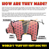 TUFFY - World's Tuffest Soft Dog Toy - MEGA Ring Brick- Squeakers -Multiple Layers. Made Durable, Strong & Tough. Interactive Pl