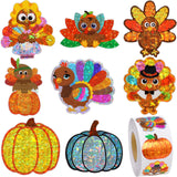 ceiba tree Fall Pumpkin Stickers for Kids Thanksgiving Glitter Turkey Holographic Stickers 1 Roll 500PCS Harvest Decor Decoratio