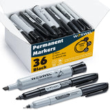 Woswel Permanent Markers 36 Variety Pack Bulk,Featuring Ultra-Fine,Chisel Tip,And Fine Tip Marker Set,Writing And Poster Black M