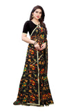 Gosriki Women'S Chiffon Printed Saree With Blouse Piece (Black),Black,,B07L4V115R