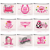 NOVBAUB Disco Cowgirl Cosmetic Makeup Bag 9PCS Bachelorette Party Favor Bags Cowgirl Birthday Party Decorations Supplies Gift Ca