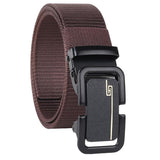 Usl MenS Nylon Canvas Belt With Autolock Buckle, Free Size (Brown, Free Size)