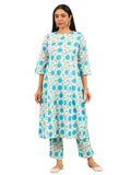 Libas Womens Printed Cotton Straight Kurta With Trousers