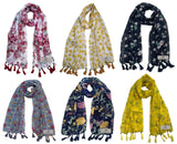 Fusfus WomenS Printed Chiffon Scarves And Stoles, Free Size(Multicolour, Fs2056) Pack Of 6 (Multicolor2)