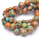 Chicager 10mm Natural Stone Beads for Jewelry Making,Orange Imperial Jasper Polished Smooth Round Gemstone Beads for Bracelet Ne