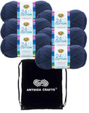 Lion Brand 24/7 Cotton Navy 761-110 (6-Skeins - Same Dye Lot) Worsted Medium #4 Cotton Yarn for Crocheting and Knitting with Pro