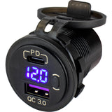 Sea-Dog Round Usb/Usc Socket W/Hidden Volt Meter