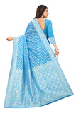 Sugathari Womens Banarasi Saree Pure Kanjivaram Silk Saree Soft New Ladies 2023 Design Wear Pattu Sarees Latest Cotton Party Sari Collections With Blouse Piece For Wedding Sadi (Sam Pari-155 Firozi)